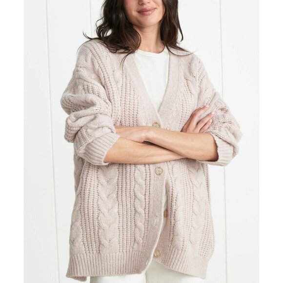 Jenni Kayne Wool Alpaca Blend Cable Knit Cocoon Cardigan Sweater Blush Size XXS - Picture 1 of 9